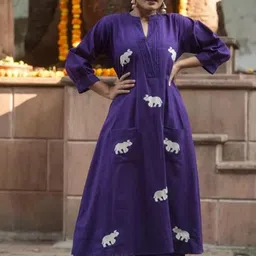 HETVI CREATION Animal Printed Mandarin Collar A-Line Kurta With Trousers-55