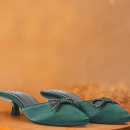 Mochi Embellished Block Peep Toes with Bows-image-45