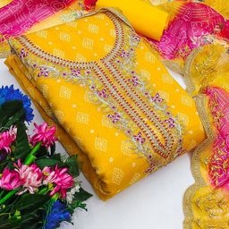 KALINI Embroidered Pure Cotton Unstitched Dress Material-image-86