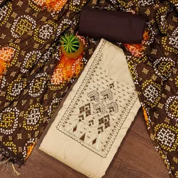KALINI Floral Embroidered Sequinned Unstitched Dress Material-image-55