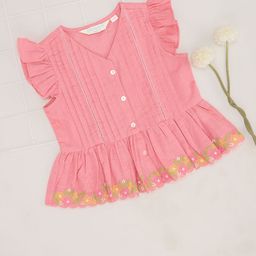 AKKRITI BY PANTALOONS Print Flutter Sleeve Cotton Peplum Top-picture-39