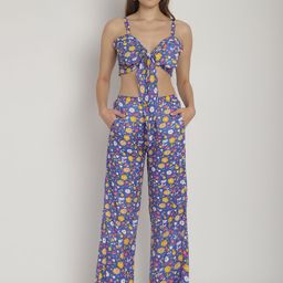 BlissencePrinted Top & Trousers Swimwear Cover up Set-image-106