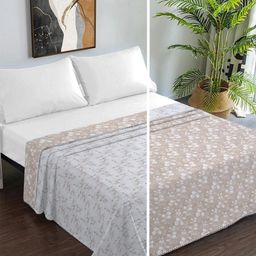 KLOTTHE Beige Floral AC Room 150 GSM Double Bed Dohar-image-20
