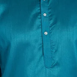 PulseIQ Turquoise Blue Dupion Silk Solid Kurta Sets-image-90