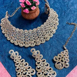 VATSALYA creation Gold Toned Stone Studded Jewellery Set-1
