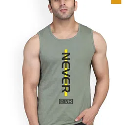 SLOWLORIS Pack Of 2 Printed Round Neck Bio-Wash Cotton Gym Vests-picture-4