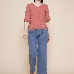 JAKANARY Women V-Neck Bishop Sleeve Top-picture-33