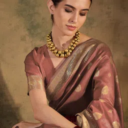 Sangria Ethnic Motifs Woven Design Banarasi Saree With Blouse Piece-picture-55