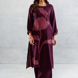 DIVASTRI Floral Printed Beads And Stones Straight Kurta With Palazzos-image-17