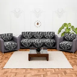 Aura Black & White Printed Cotton Sofa Cover-12