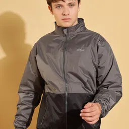Dollar Men Mock Collar Colourblocked Casual Bomber Jacket-image-99