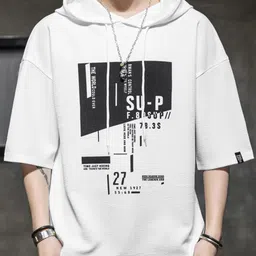 KPOP Men Typography Printed Hooded Cotton Sweatshirt-image-67