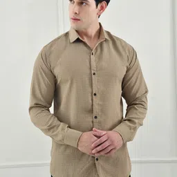 Moda Rapido Men Khaki Textured Casual Shirt-picture-39