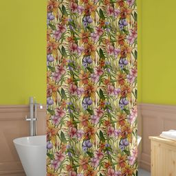 ArtzFolio Green & Yellow Floral Printed Waterproof Shower Curtain-image-31