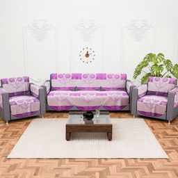 Myntra Elegant Homes Purple & Grey 16 Pieces 5 Seater Cotton Sofa Cover With Arms-image-90