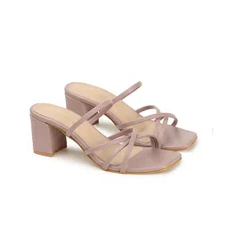 DressBerry Textured Party Block Sandals with Buckles-13