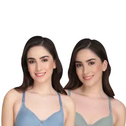 Women Cotton Blue,Green Padded Non-Wired Lingerie Bra Sport wear Gym Crop Tank Top-picture-11