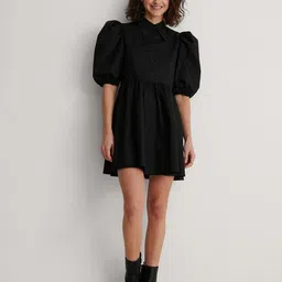 CORSICA Women Shirt Collar Puff Sleeve A-Line Mini Dress-picture-43