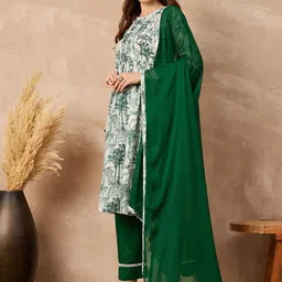 all about you Floral Printed Round Neck A-Line Kurta With Trousers & Dupatta-26