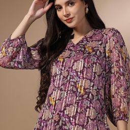 FASHION DREAM Floral Print Puff Sleeve Georgette Top-image-86