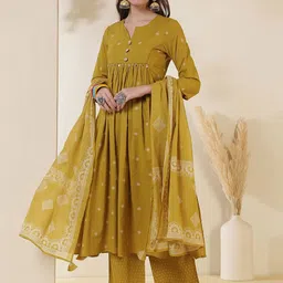 GULMOHAR JAIPUR Women Ethnic Motifs Printed Kurta with Palazzos & Dupatta-picture-40
