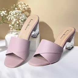 LOUIS STITCH Women Block Heeled Cross Strap Slip-On Heels-37