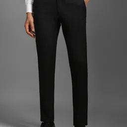 Louis Philippe Men Checked Slim Fit Trousers-image-102