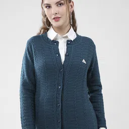Monte Carlo Women Geometric Self Design Round Neck Cardigan-image-25