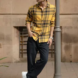 Powerlook Men Buffalo Checked Spread Collar Casual Shirt-picture-41