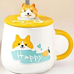 BonZeaL Yellow & Blue Printed Ceramic Glossy Cups Set of Cups and Mugs-5