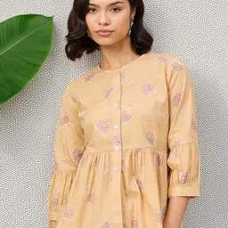 Moda Rapido Floral Print Cotton Cuffed Sleeves Regular Top-image-29