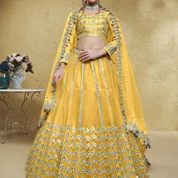 DIVASTRI Embroidered Mirror Work Semi-Stitched Lehenga & Unstitched Blouse With Dupatta-picture-54