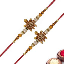 MEIRA JEWELLERY 2-Pcs Om Rakhi With Roli Chawal & Greeting Card-image-82
