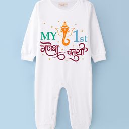 BLUSHES Infants Ganesh Chaturthi Printed Pure Cotton Round Neck Romper-image-48