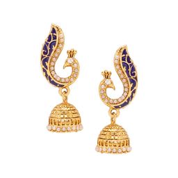 MEMOIR Peacock Shaped Jhumkas Earrings-53