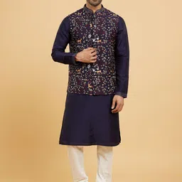 Twamev Men Embroidered Regular Kurta and Churidar with Jacket-picture-20
