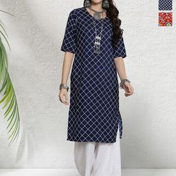 HERE&NOW Selection Of 3 Printed Straight Kurtas-image-45