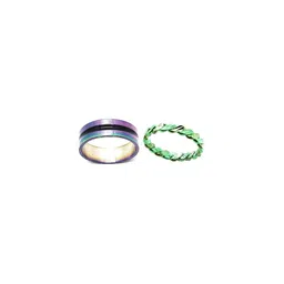 Dynamic Retail Global Set of 2 Rings for Men & Women, Multicolor-Green Alloy Ring ()-image-71