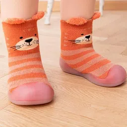 NESKA MODA Unisex Kids Orange Ankle Length Socks-34