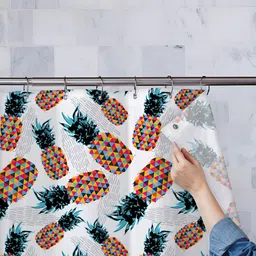 ArtzFolio White and Green Conversational Printed Waterproof Shower Curtain-image-77