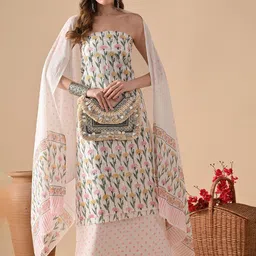 THE WEAVERS SHOP BY RAAVI Printed Pure Cotton Unstitched Dress Material-image-34