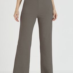 CEFALU Women Textured Relaxed High-Rise Easy Wash Trousers-image-94