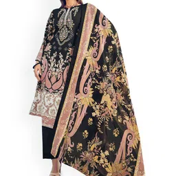 DRAVINAM Trends Floral Embroidered Thread Work Pure Cotton Unstitched Dress Material-picture-23
