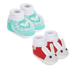 NESKA MODA Unisex Kids 2 Pair Multi Color Cotton Casual Soft Rabbit Booties-14