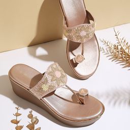 V-WALK Embellished Wedge Heel Sandals-19