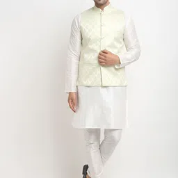 Kaifoo Men Regular Dupion Silk Kurta with Churidar-18
