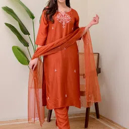 CaniBani Viscose Rayon Embroidered Kurta Sets-picture-25