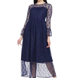 ROARERS Bell Sleeve Net Fit & Flare Maxi Dress-image-98