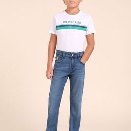 U.S. Polo Assn. Kids Boys Slim Fit Mid-Rise Light Fade Stretchable Jeans-picture-2