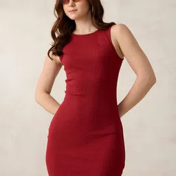 Outzidr Women Round Neck Sleeveless Bodycon Mini Dress-image-86